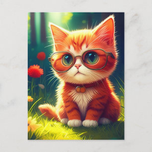 Schattigee rode kitten met bril-365478 briefkaart