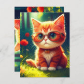 Schattigee rode kitten met bril-365478 briefkaart (Voorkant / Achterkant)