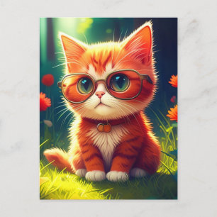 Schattigee rode kitten met bril-365478 feestdagenkaart