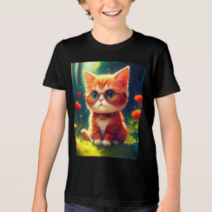 Schattigee rode kitten met bril-365478 Tri-Blend shirt