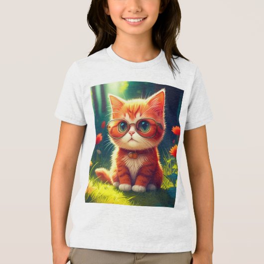 Schattigee rode kitten met bril-365478 Tri-Blend shirt (Voorkant)