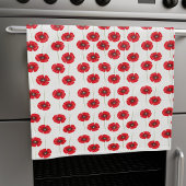 Schattigee rode klaprozen op witte bloemenkeukenha theedoek