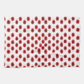 Schattigee rode klaprozen op witte bloemenkeukenha theedoek (Horizontaal)