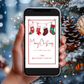 Schattigee rode kousen vrolijk kerstfeest feestdagenkaart