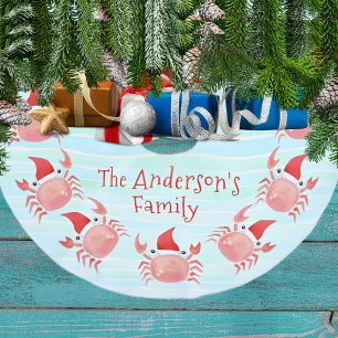 Schattigee rode krab met Santa Hat Coastal Christm Kerstboom Rok