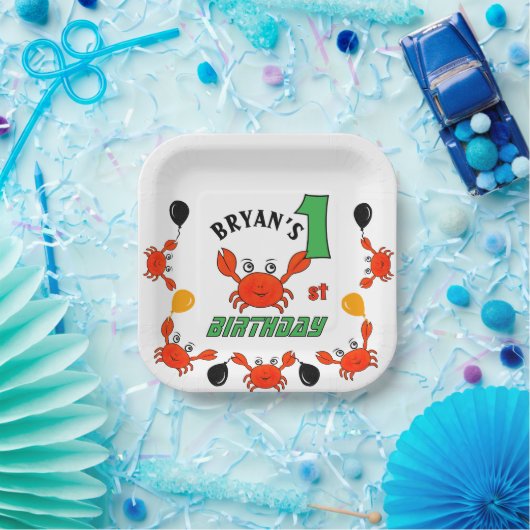 Schattigee rode krabben papieren bordje (Feest)