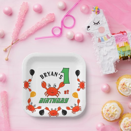 Schattigee rode krabben papieren bordje (Feest)