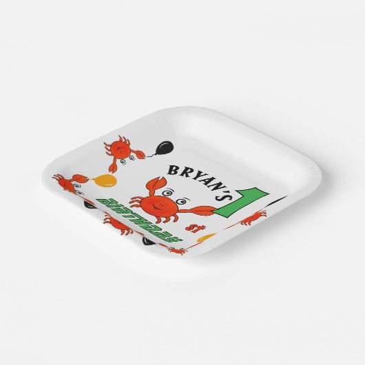 Schattigee rode krabben papieren bordje (Gebogen)