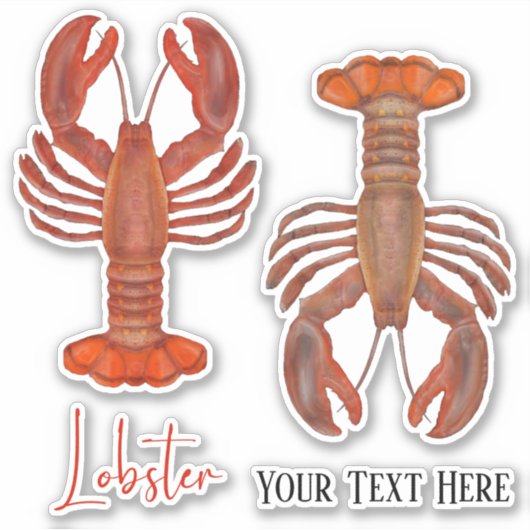 Schattigee rode kreeften Custom Ocean Nautical Sticker (Voorkant)