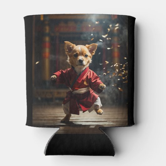 Schattigee rode kung fu puppy koeler (Achterkant)