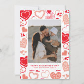 Schattigee rode liefde harten foto Valentijnsdag Feestdagenkaart (Voorkant)