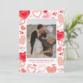 Schattigee rode liefde harten foto Valentijnsdag Feestdagenkaart (Staand voorkant)