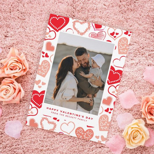 Schattigee rode liefde harten foto Valentijnsdag Feestdagenkaart
