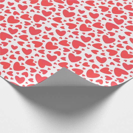 Schattigee rode liefdesharten op witte Valentijn Cadeaupapier (Hoek)