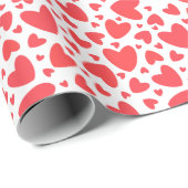 Schattigee rode liefdesharten op witte Valentijn Cadeaupapier (Rol Hoek)