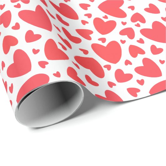 Schattigee rode liefdesharten op witte Valentijn Cadeaupapier (Rol Hoek)