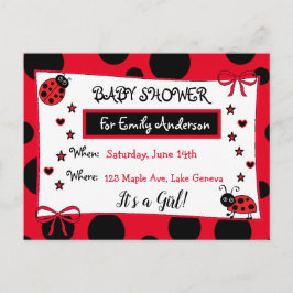 Schattigee rode lieveheersbeestje Baby shower uitn Briefkaart