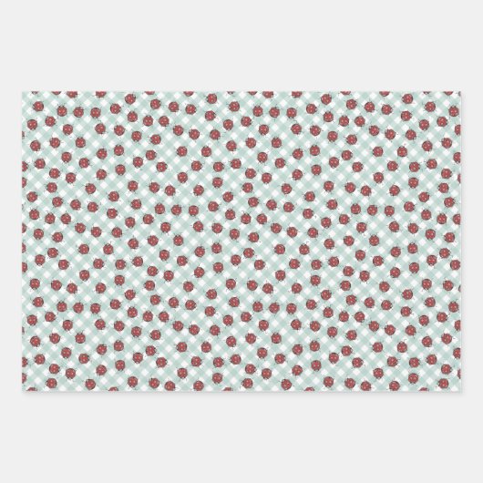 Schattigee rode lieveheersbeestje gepersonaliseerd inpakpapier vel (Voorkant 3)