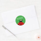 Schattigee rode lieveheersbeestje Kerstmis aangepa Ronde Sticker (Envelop)