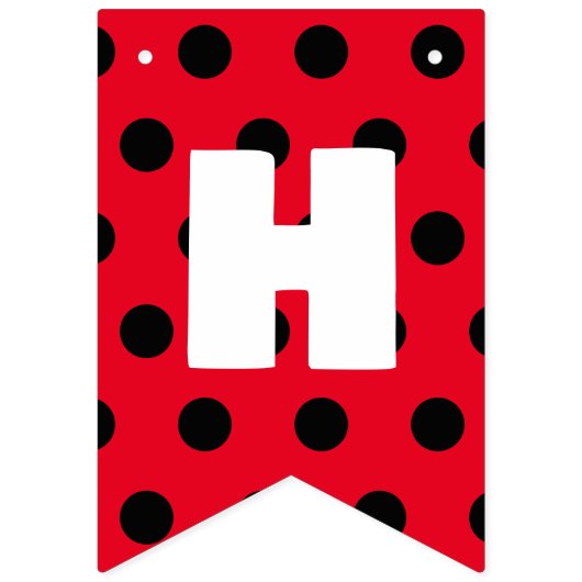 Schattigee rode lieveheersbeestje polka dot bloemb vlaggetjes (Tweede vlag)