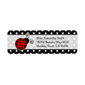 Schattigee rode lieveheersbeestje polka dot retour etiket (Voorkant)