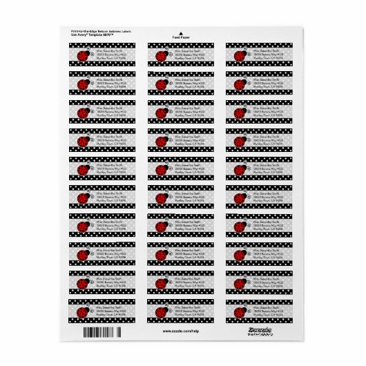 Schattigee rode lieveheersbeestje polka dot retour etiket (Full Sheet)