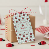 Schattigee rode lieveheersbeestje & turquoise ging cadeaulabel