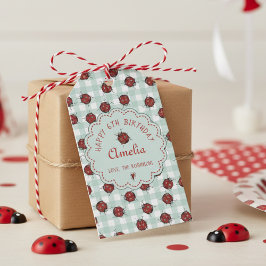 Schattigee rode lieveheersbeestje & turquoise ging cadeaulabel