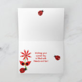 Schattigee rode lieveheersbeestje verjaardag kaart (Binnen)