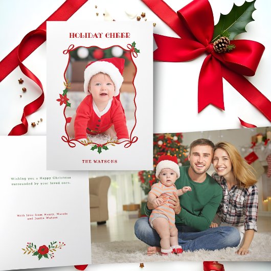 Schattigee rode linten en bogen 1 foto drieluik kaart