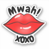 Schattigee rode lippen Grappige Cartoon XOXO Stick Sticker (Voorkant)