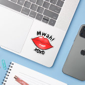 Schattigee rode lippen Grappige Cartoon XOXO Stick Sticker (Laptop met iPhone)