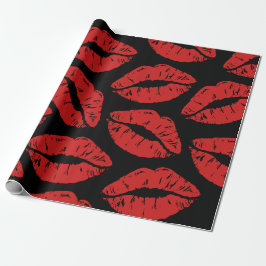 Schattigee rode lippenstift kussen lippenpatroon cadeaupapier