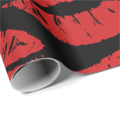 Schattigee rode lippenstift kussen lippenpatroon cadeaupapier (Rol Hoek)