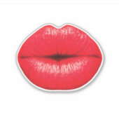 Schattigee rode lippenstift lippen pop kunst sticker (Voorkant)