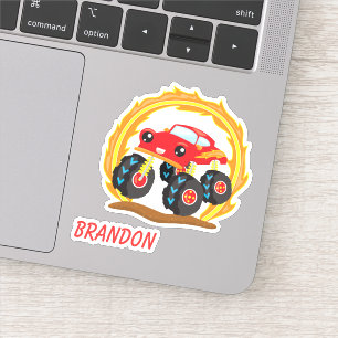 Schattigee Rode Monster Truck Kinder Sticker