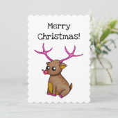 Schattigee rode neus rendieren -  kerst feestdagenkaart (Staand voorkant)