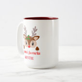 Schattigee rode neus rendieren, warme cacao kerst tweekleurige koffiemok (Voorkant links)