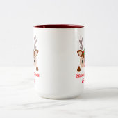 Schattigee rode neus rendieren, warme cacao kerst tweekleurige koffiemok (Center)