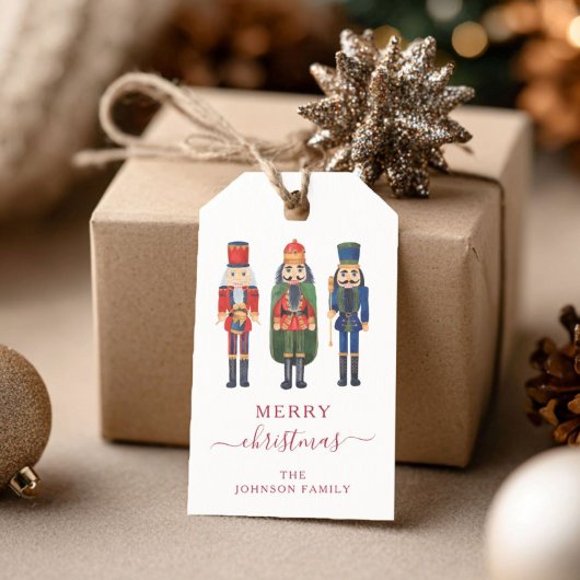 Schattigee rode notenkraker kerst cadeaulabel