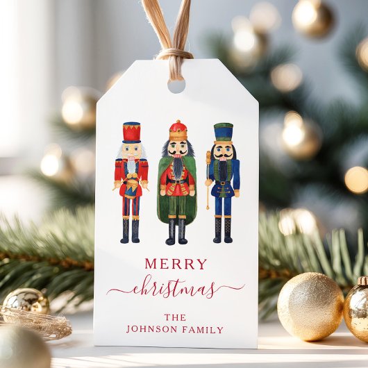 Schattigee rode notenkraker kerst cadeaulabel