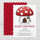 Schattigee rode paddenstoel huis Baby shower uitno Kaart (Voorkant / Achterkant)