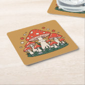 Schattigee Rode Paddenstoelen Sterren Metallic Gou Kartonnen Onderzetters (Schuin)