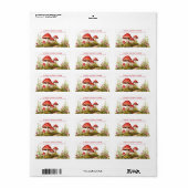 Schattigee rode paddestoel retour adreslabels etiket (Full Sheet)