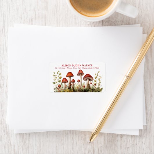 Schattigee Rode Paddestoelen Adresetiketten Etiket (Insitu)