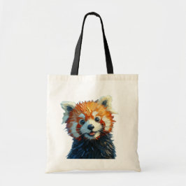 Schattigee rode panda Canvas tas olieverfstijl
