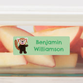 Schattigee rode panda cartoon gepersonaliseerd labels (Aangebracht)