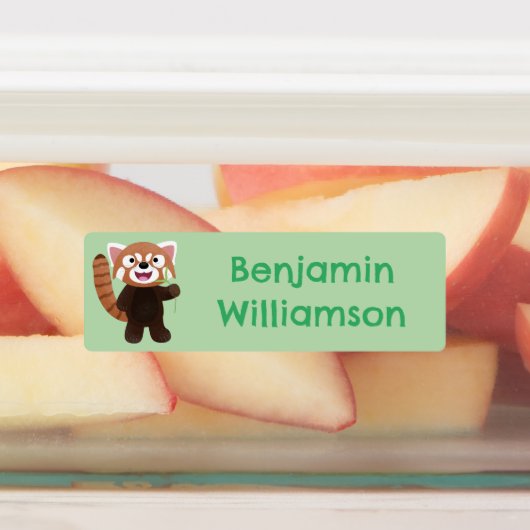 Schattigee rode panda cartoon gepersonaliseerd labels (Aangebracht)