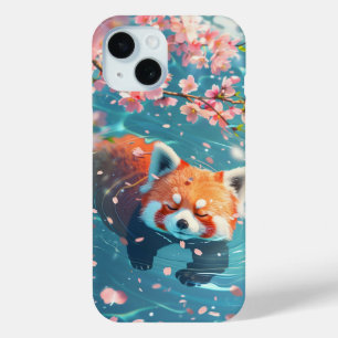 Schattigee Rode Panda Chill in Water iPhone 15 Case