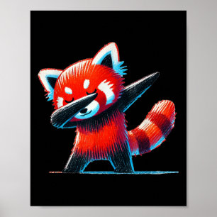 Schattigee Rode Panda Dabbing voor Wildlife Dieren Poster